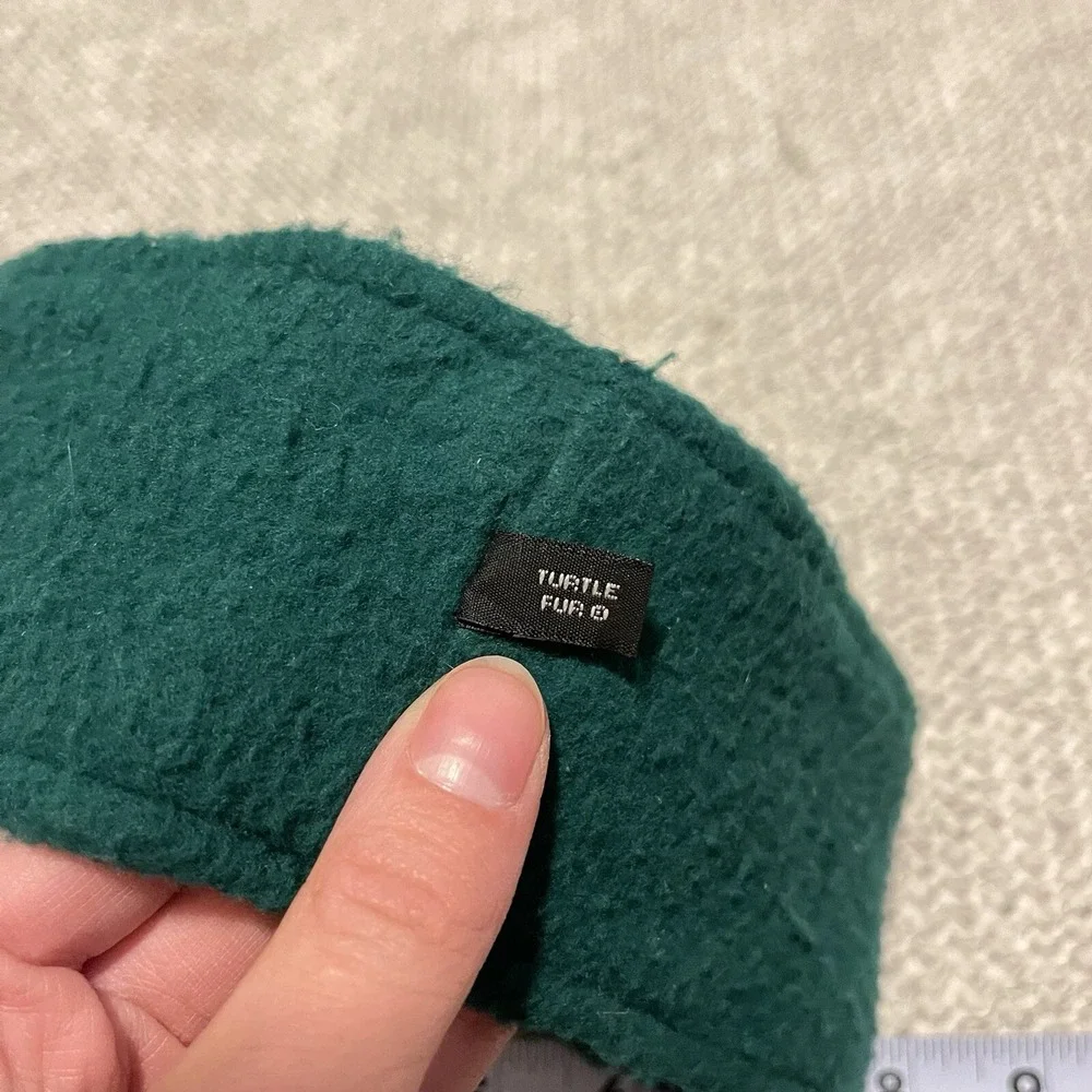 TURTLE FUR Fleece Ear Head Band Warmer Ski Snow‎ Beanie Hunter Green Teal Vtg